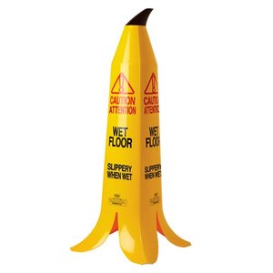 바나나 미끄럼주의 안전표지콘 (90cm/영문/꼭지있음)